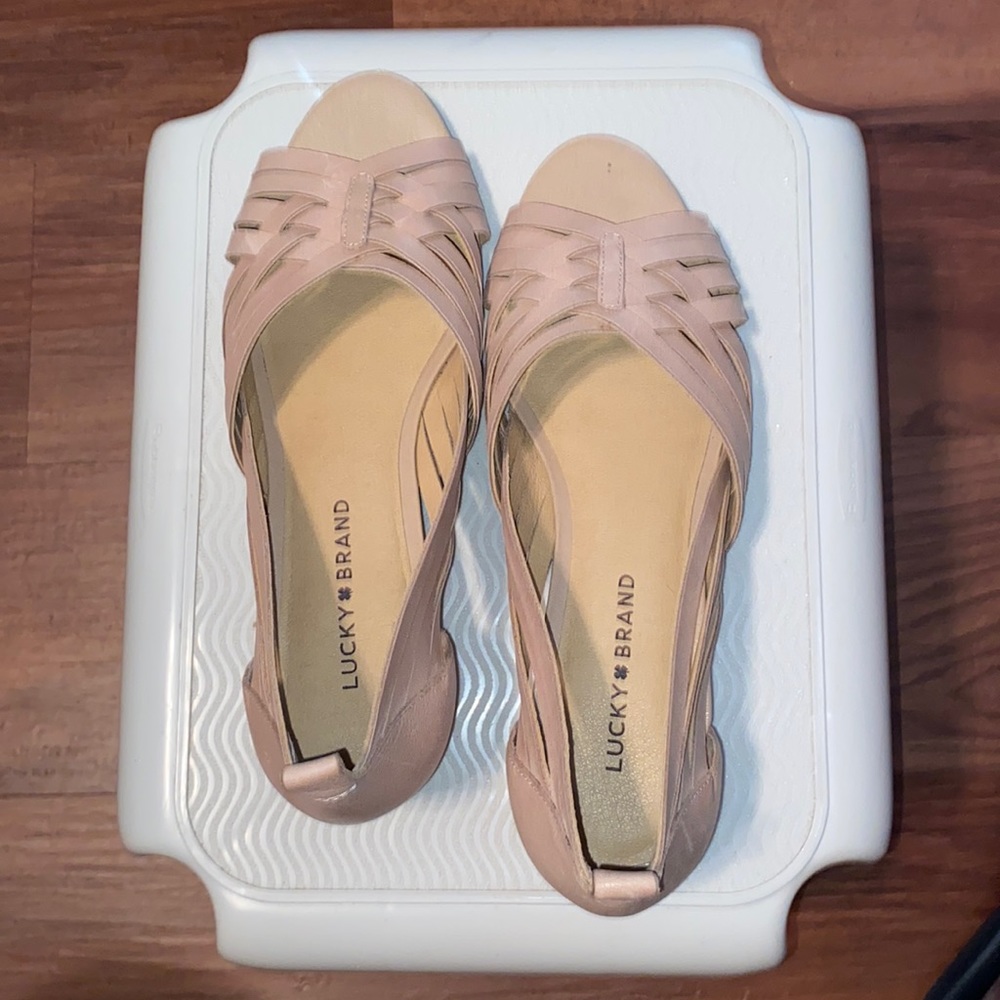 Lucky Brand Jarise Leather Peep Toe Huarache Sandals